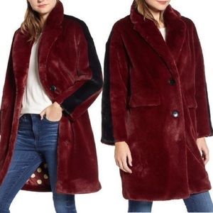 NWT Sam Edelman Maroon Faux Fur Coat